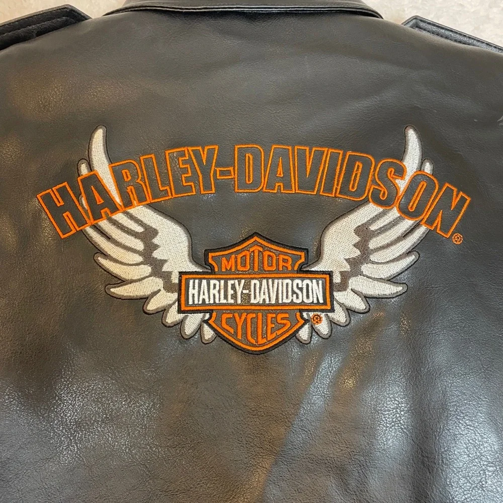 Kids Harley Davidson Faux Leather Biker Jacket Black Size 6